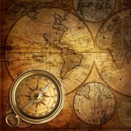 Фреска карта мира с компасом