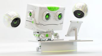 Фотообои Умный робот за компьютером