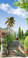 Фотообои Летний сад с пальмами и зеленью