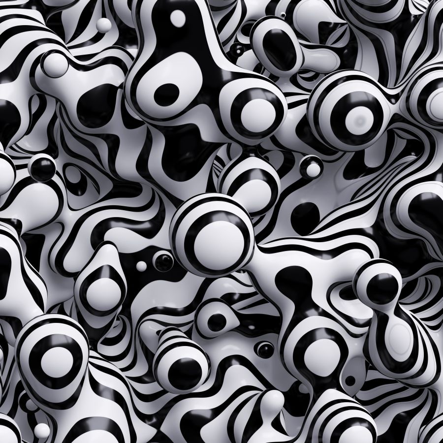 Фотообои 3D абстракция черно-белые капли