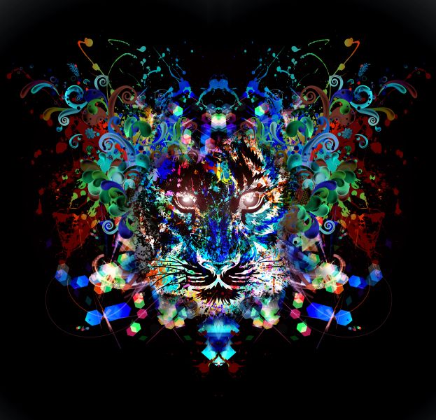 Фотообои Абстракция красочный тигр
