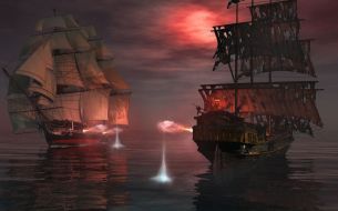 Фотообои парусник и пиратский корабль