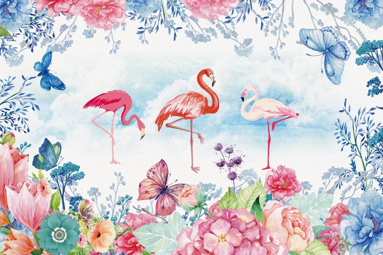 Фотообои Фламинго в цветах