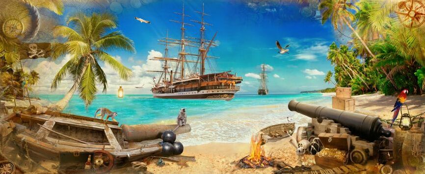 Картина на холсте пиратский остров, арт hd0900001