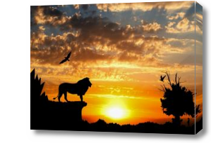 Картина Лев на закате Солнца