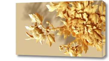 Картина 3D стильный цветок в золотой гамме