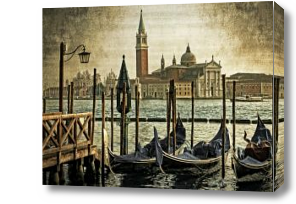 Картина Лодки в Венеции ретро холст